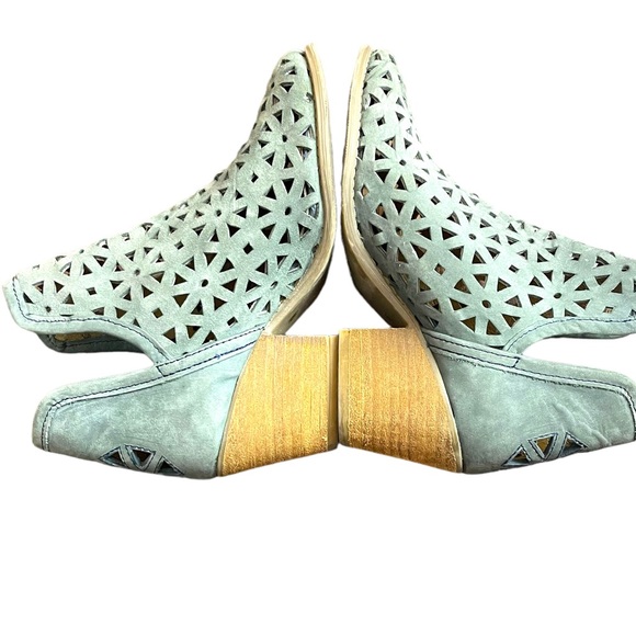 Musse & Cloud Sage Green Athenisse Leather Stacked Heel Ankle Boot (EU37) - Picture 6 of 11